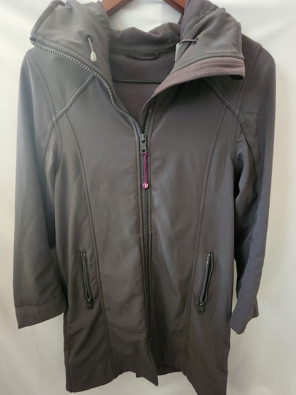 Lululemon Apres Yoga Rain Jacket Grey Coat Hooded Softshell 6 - Charcoal Gray
